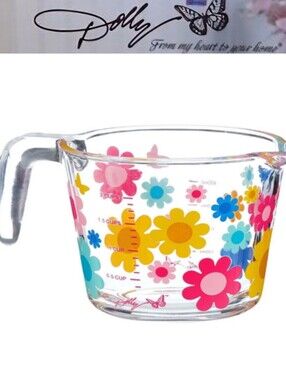 Dolly Parton  Floral Glass Measuring Cup